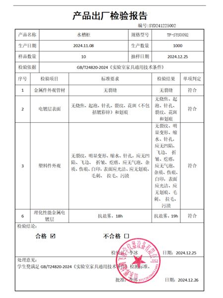 产品出厂检验报告